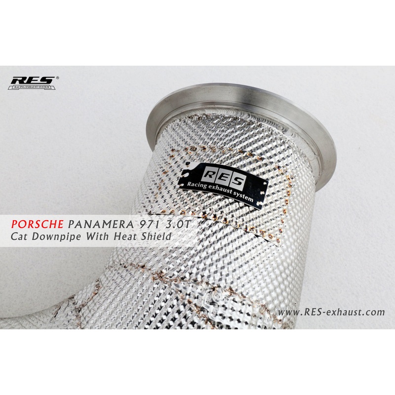 RES SS304, Sport Cat Downpipe With Heat Protector FIT Porsche Panamera 971 3.0T 2017