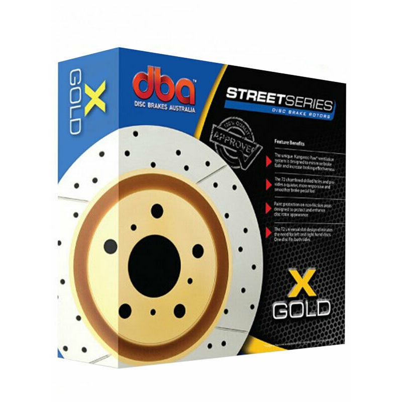 2 x DBA X-Gold Cross-Drilled Slotted Rotor (DBA132X)