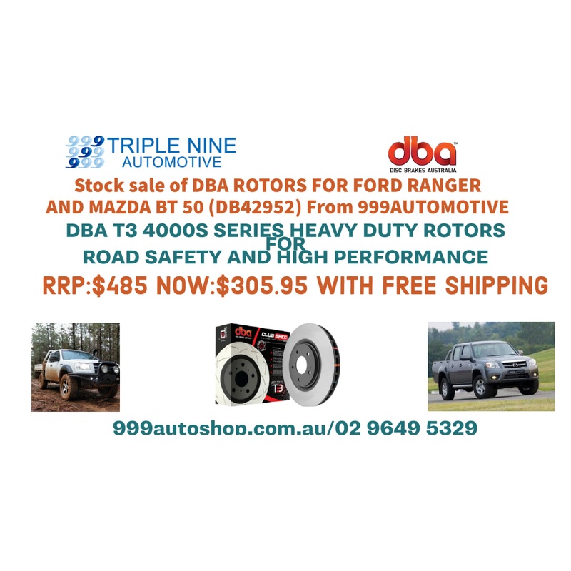 SALE-DBA HD 4000 Brake Rotor Pair Front DBA42952 FIT FORD RANGER AND MAZDA BT 50
