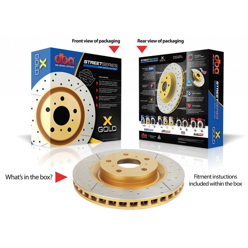 DBA ROTOR PAIR Street X Drill Gold SLD FOR [ Mini Cooper R56 John Cooper Works 07-> R ]