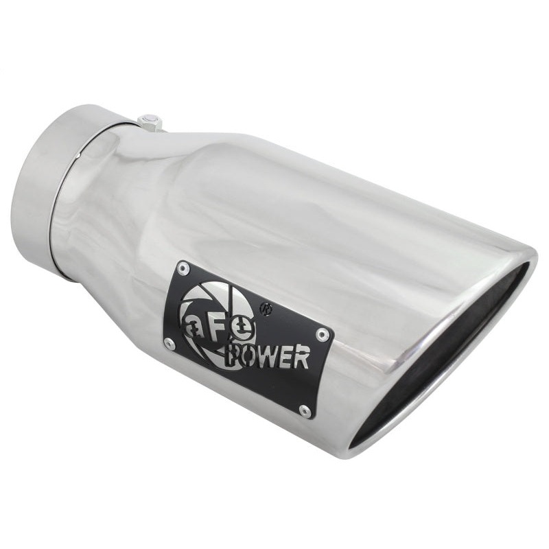 aFe MACH Force-XP 304 SS Right Side Single Wall Polished Exhaust Tip 4in Inlet x 6in Outlet x 12in L
