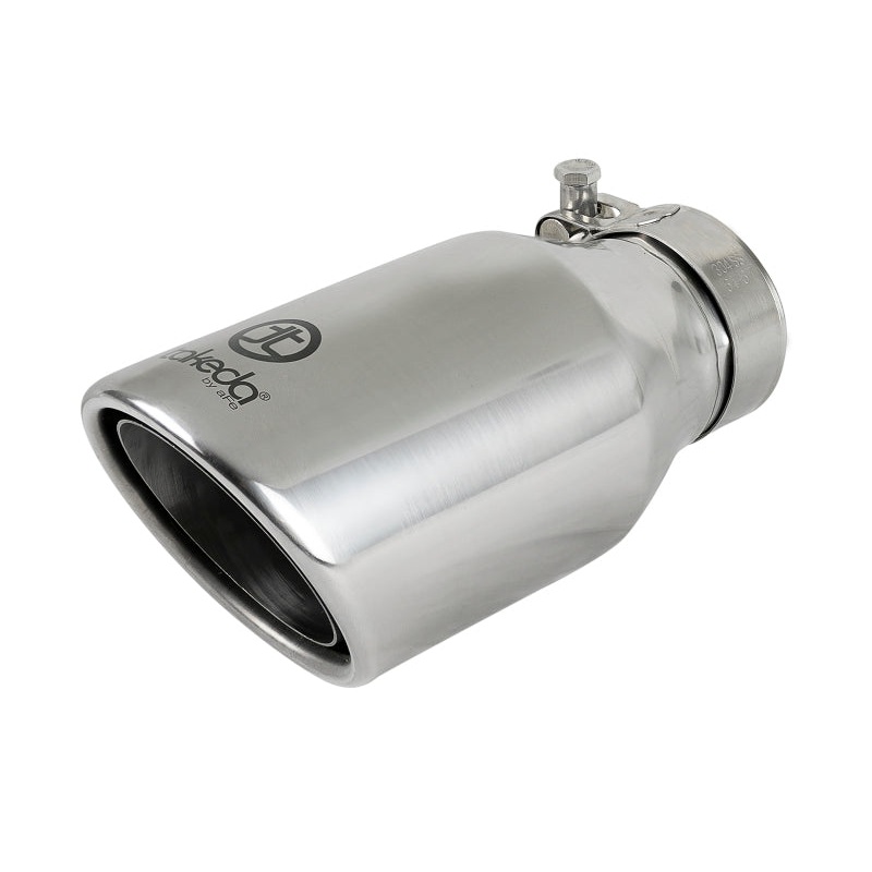 aFe Takeda 304 Stainless Steel Clamp-On Exhaust Tip 2.5in. Inlet / 4in. Outlet / 8in. L - Polished