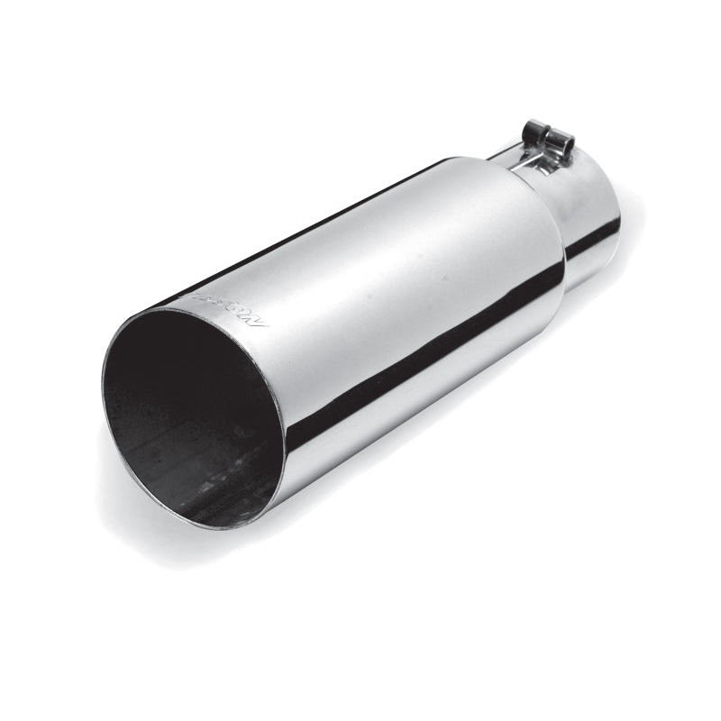Gibson Round Single Wall Straight-Cut Tip - 3in OD/2.5in Inlet/8in Length - Stainless