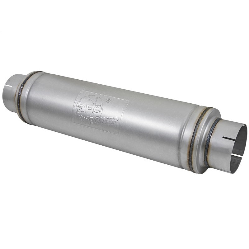 aFe ATLAS Aluminized Steel Muffler 5in Center/Center 24in L x 7in Diameter - Round Body