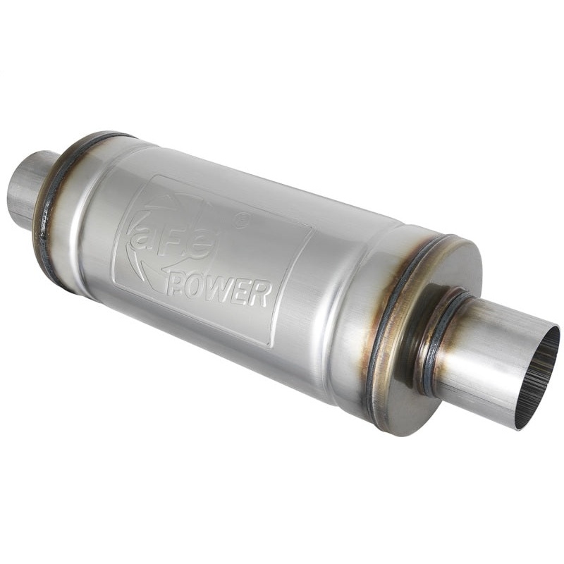 aFe MACH Force-Xp 409 SS Muffler 2-1/2in Center/Center 14in L X 6in Dia - Round Body