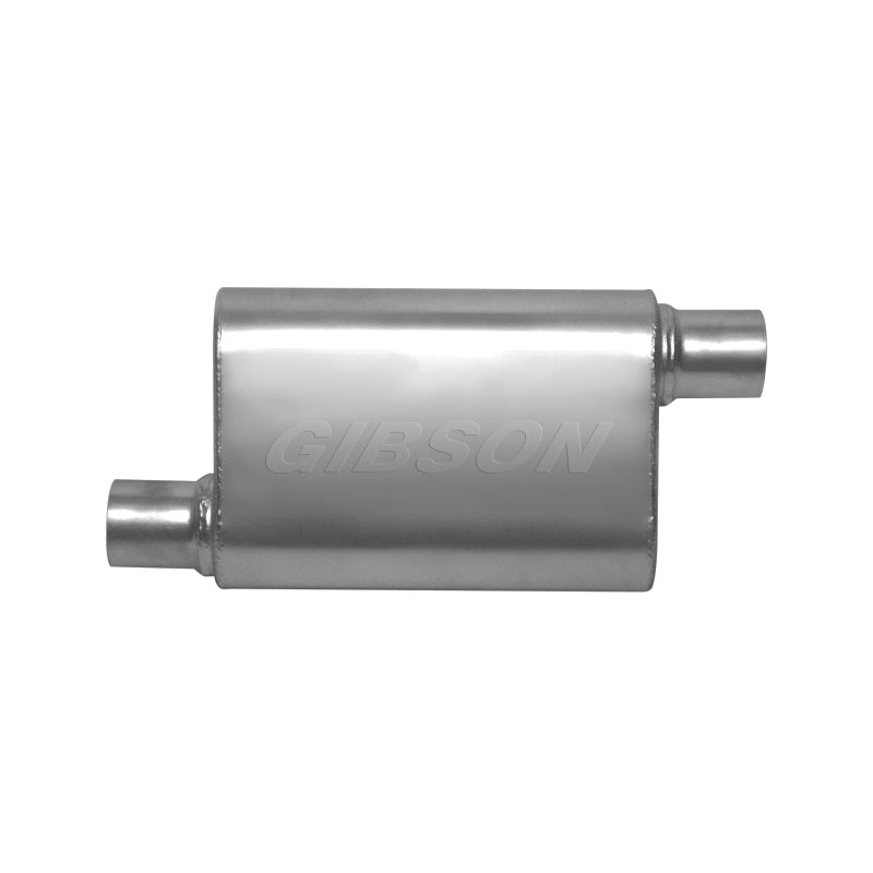 Gibson CFT Superflow Offset/Offset Oval Muffler - 4x9x18in/2.25in Inlet/2.25in Outlet - Stainless