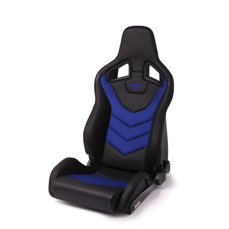 Recaro Sportster GT Driver Seat - Black Vinyl/Blue Suede