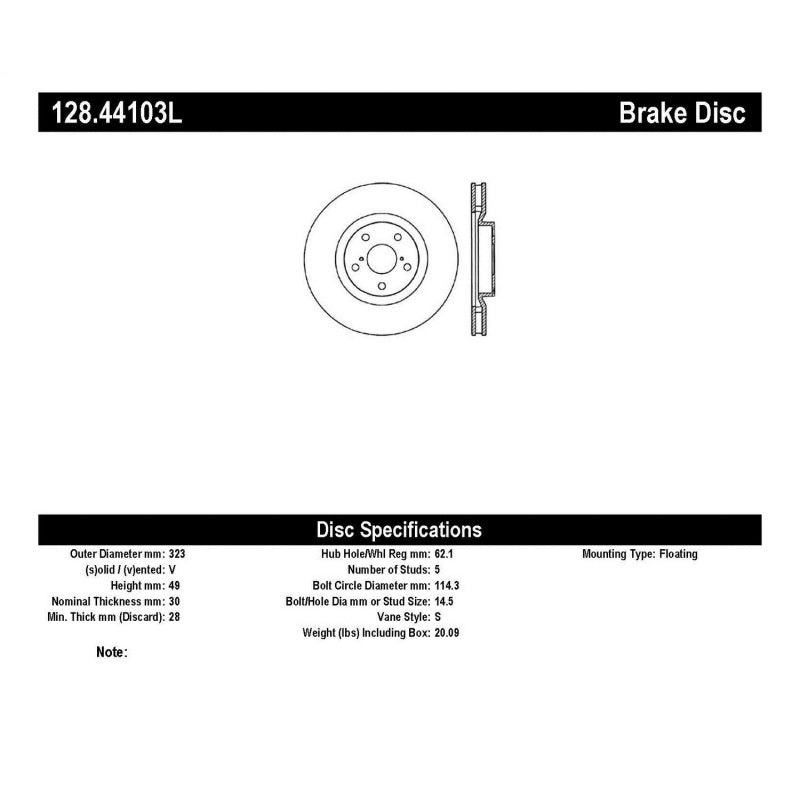StopTech 93-98 Toyota Supra Turbo Drilled Left Front Rotor