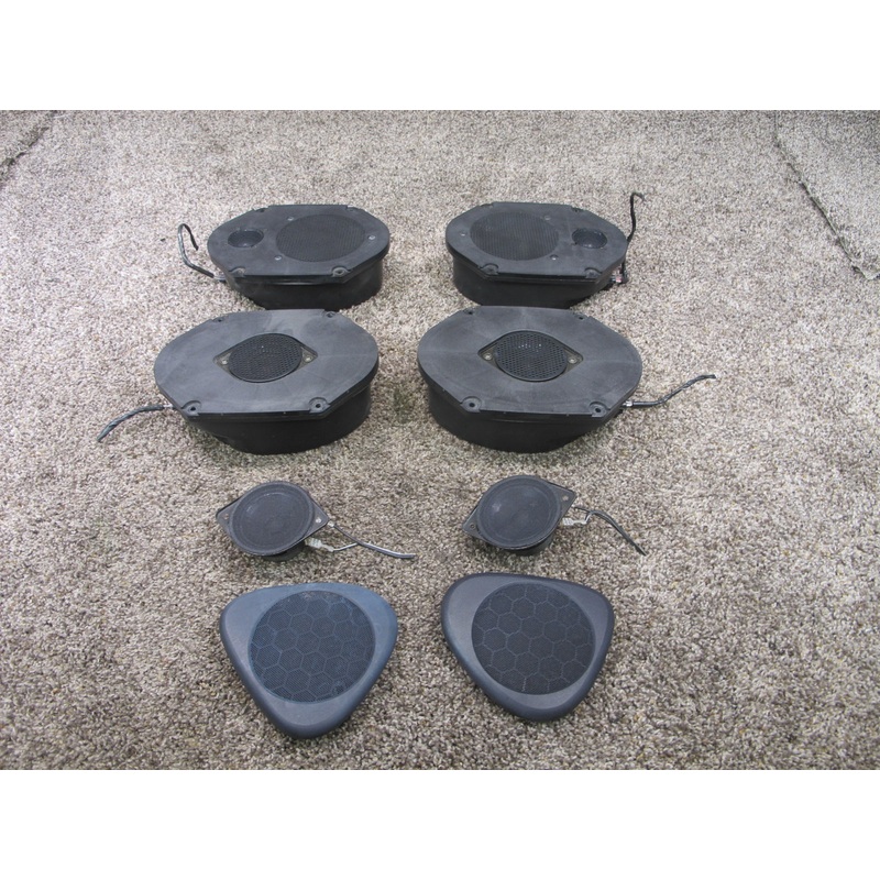 02-05 FORD THUNDERBIRD SET OF 8 FRONT & REAR DASH DOOR SPEAKER W TRIMS OEM