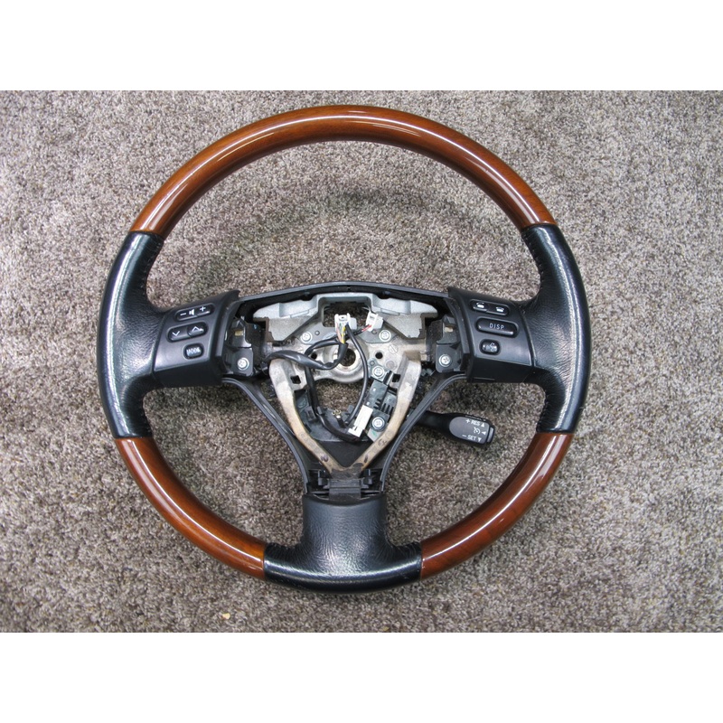 06-08 LEXUS XU30 RX400h LEATHER WOOD STEERING W CONTROLS OEM