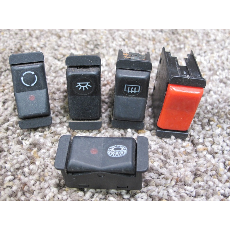86-91 MERCEDES W126 AIR ASR DOME LIGHT DEFROST HAZARD BUTTON SWITCH SET OEM