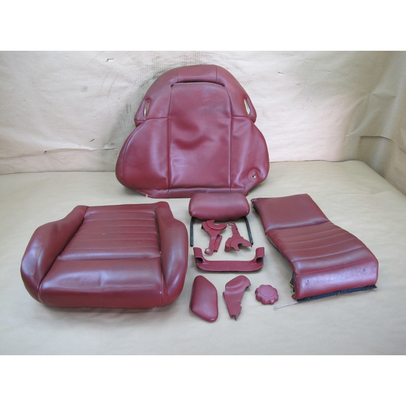 90-96 NISSAN Z32 300ZX FRONT RIGHT SEAT CUSHION BACK HEADREST TRIM SET RED OEM