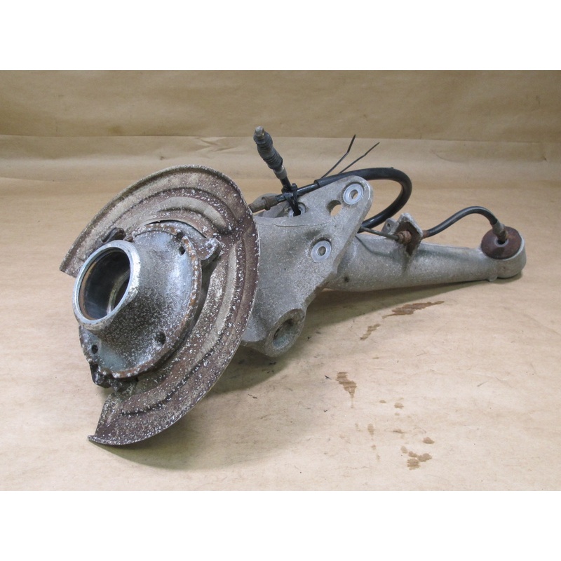 87-88 PORSCHE 944 924 S REAR LEFT SPINDLE KNUCKLE W SHIELD & BRAKE CABLE OEM