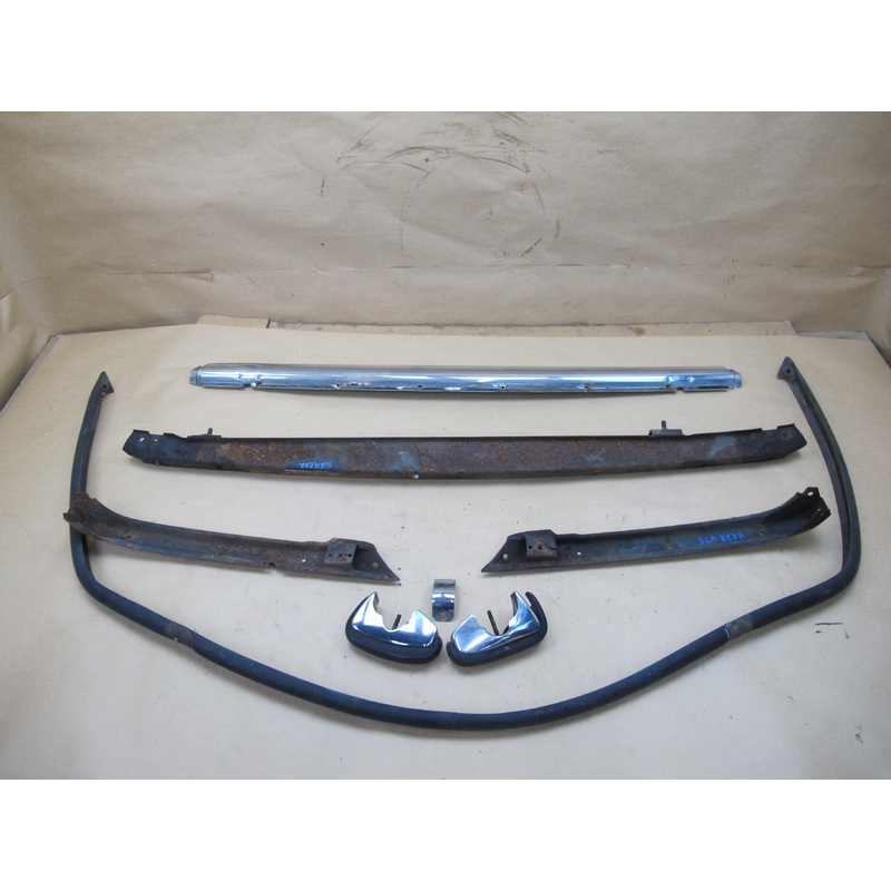73-85 Mercedes R107 Rear Bumper Chrome Molding Panel Cover Set OEM