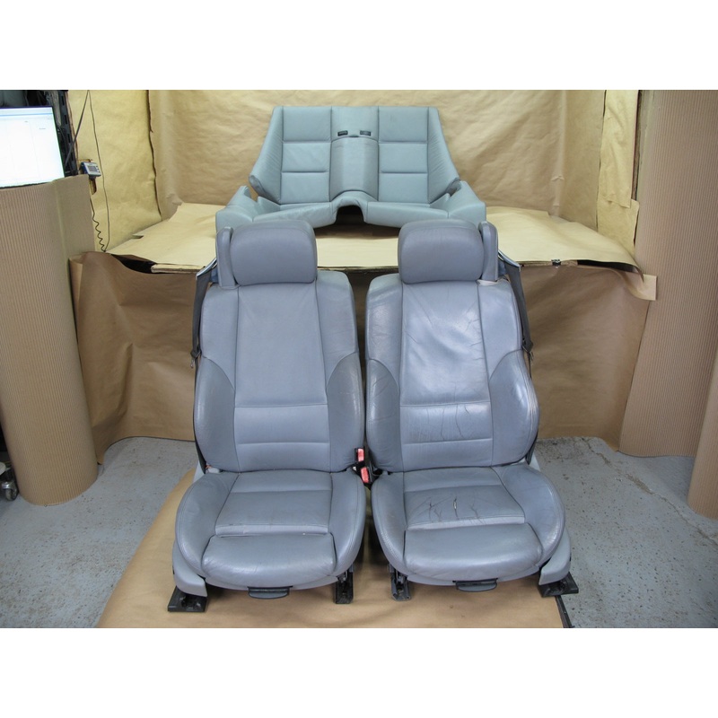 01-06 BMW E46 Convertible Front & Rear Leather Sport Seat Cushion Set Gray OEM