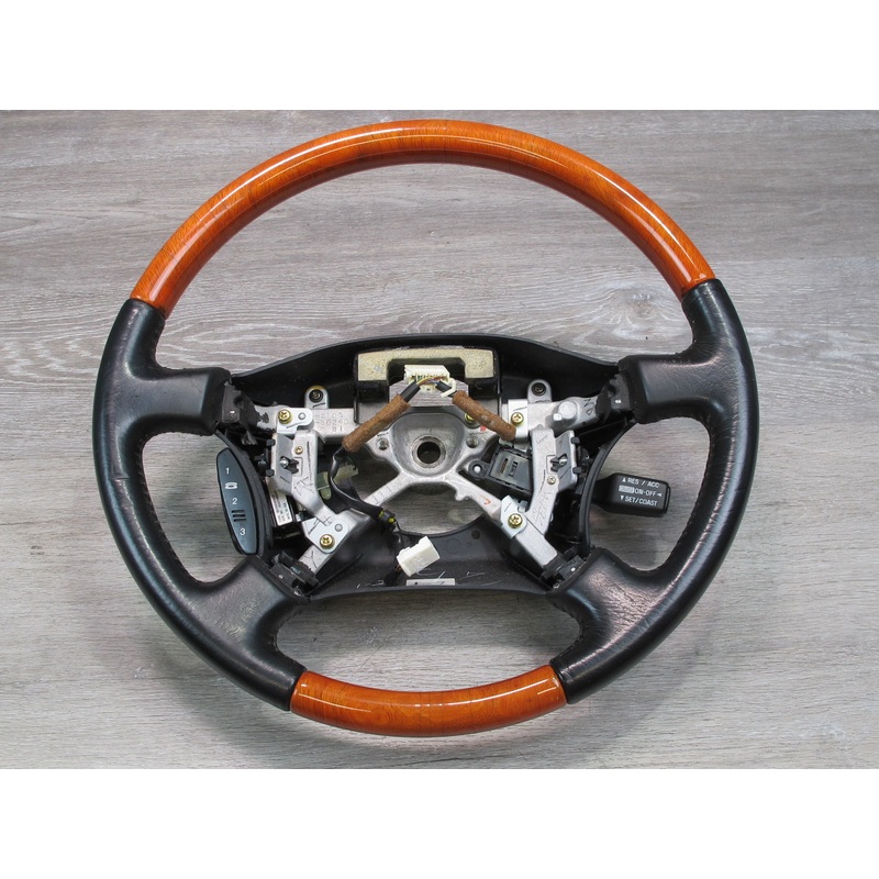98-00 Lexus UCF20L LS400 Leather Wood Steering w Cruise Control Switch OEM