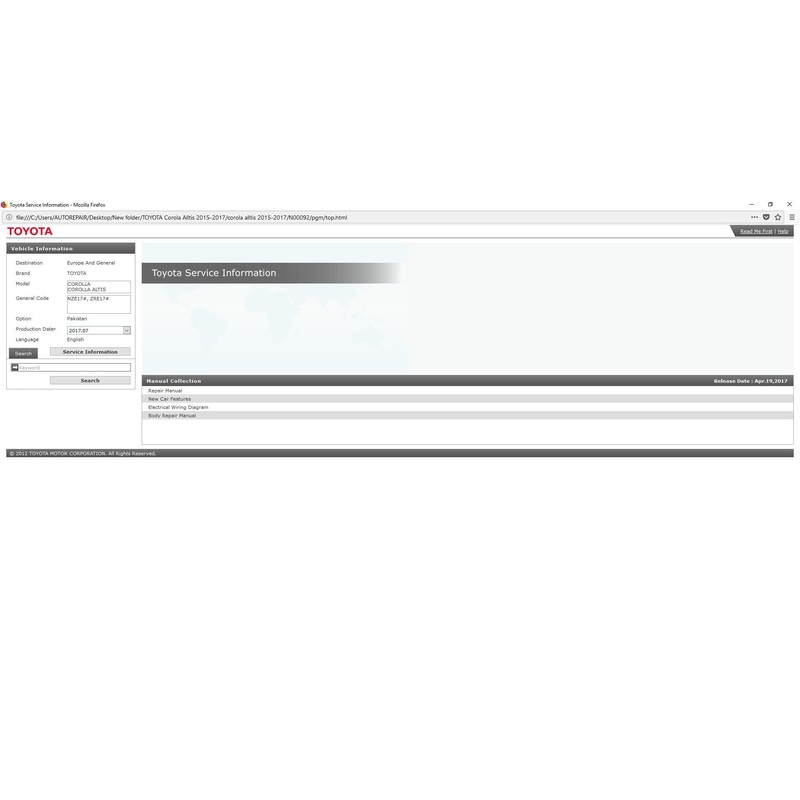 TOYOTA Corola Alltis 2015-2017 Workshop Manual