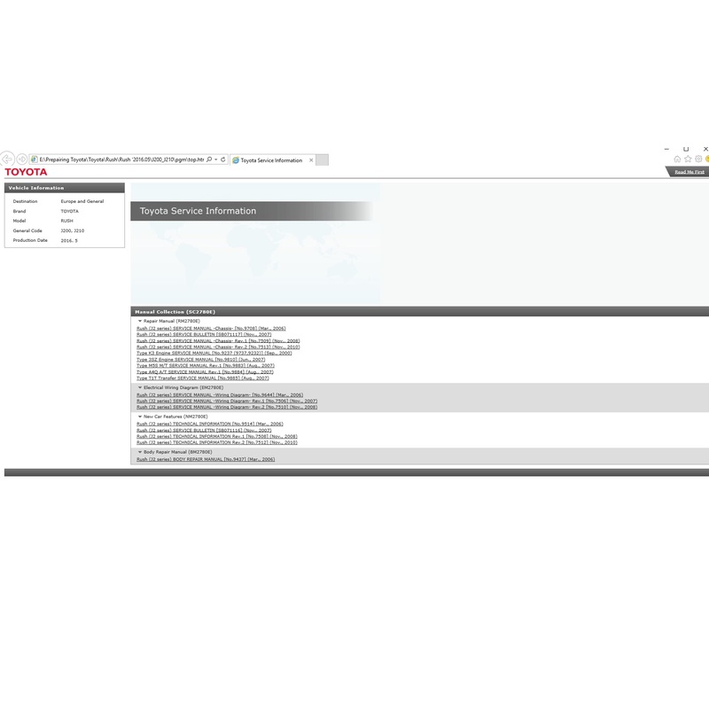Toyota Rush Workshop Service Manual Electrical Wiring Diagram