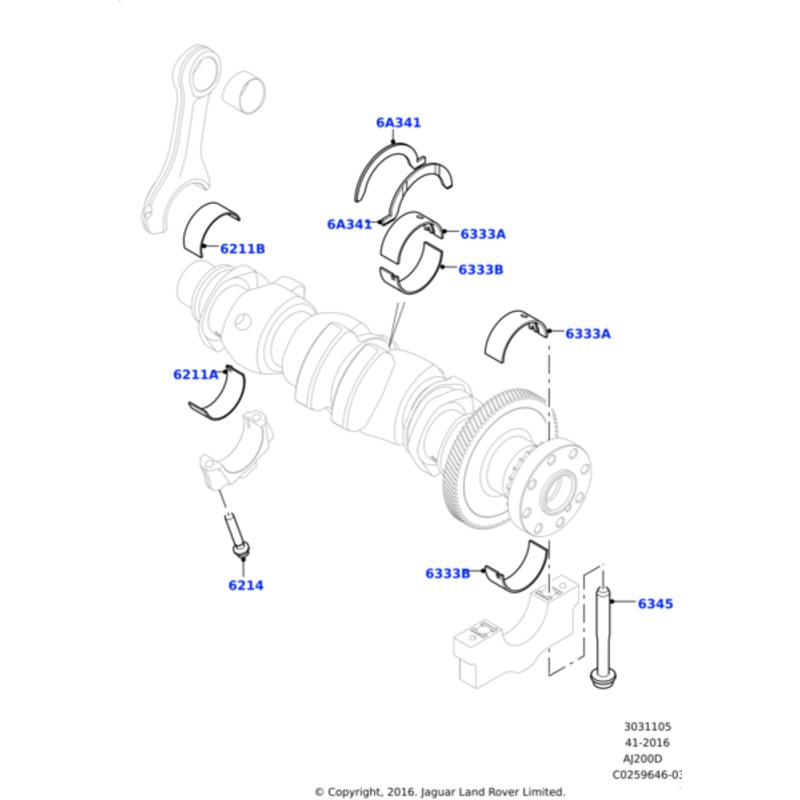 LR111072 LAND ROVER RANGE ROVER AJ200 ENGINE 204DTA MAIN CRANKSHAFT BEARINGS SET