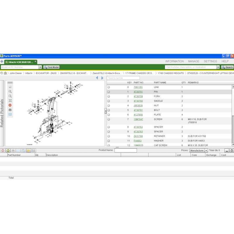 John Deere Hitachi Parts ADVISOR 2022 Parts Catalog