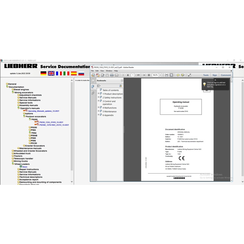Liebherr Lidos Online Updated 01.2022 COT LBH LFR LHB LWE LWT EPC  Service Document DVD