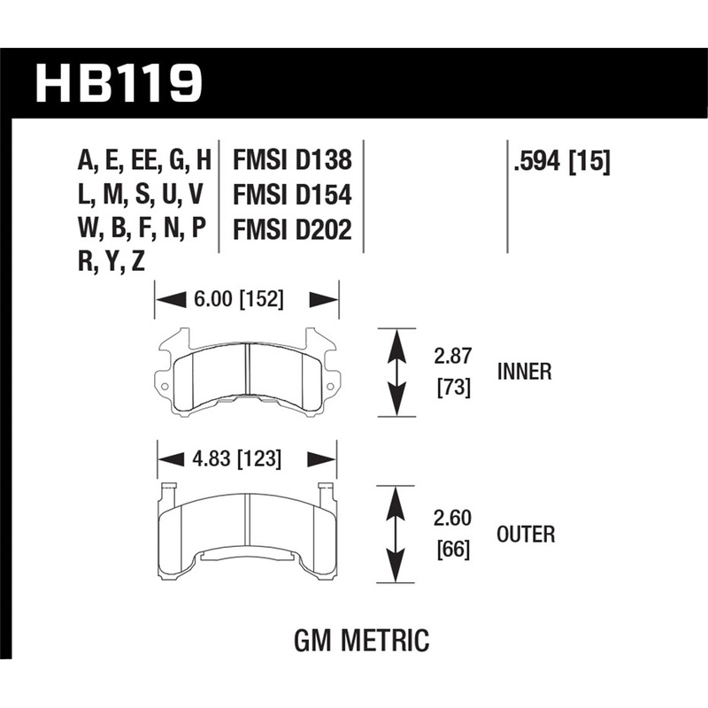 Hawk Performance HB119M.594 Black Disc Brake Pad