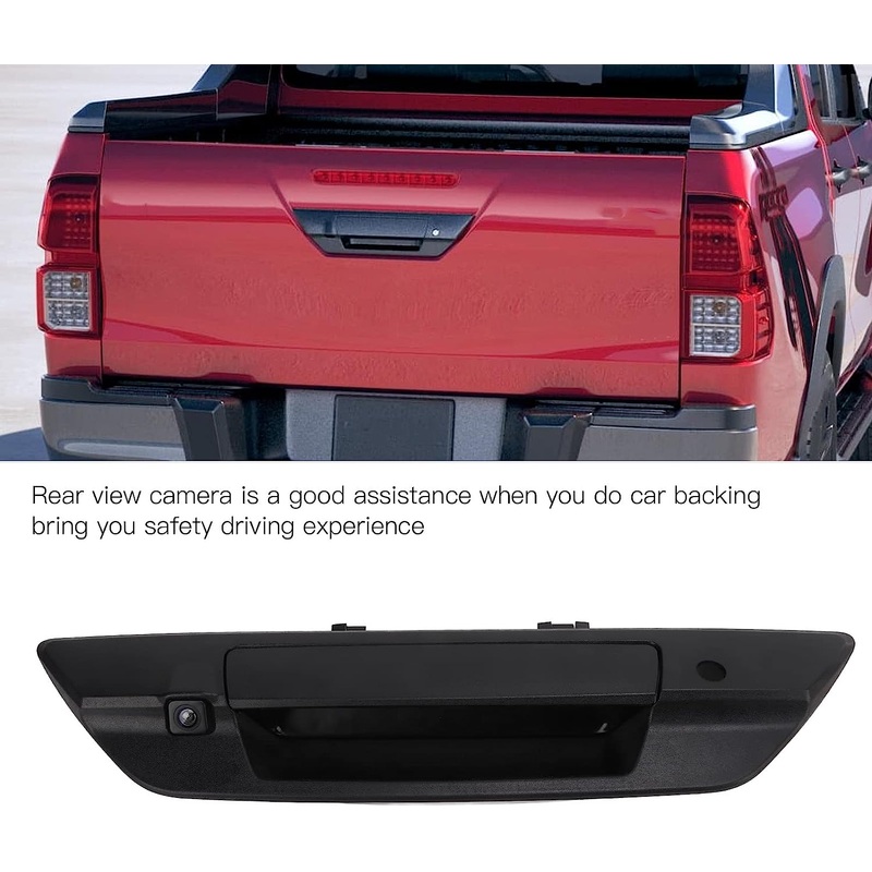Black Tailgate Handle w/ Rear View Camera, Key Hole for Toyota Hilux 2016-2021