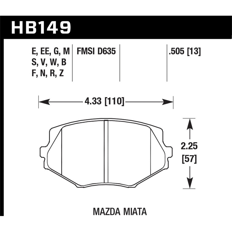 Hawk Performance HB149E.505 Blue 9012 Disc Brake Pad Fits 94-05 Miata