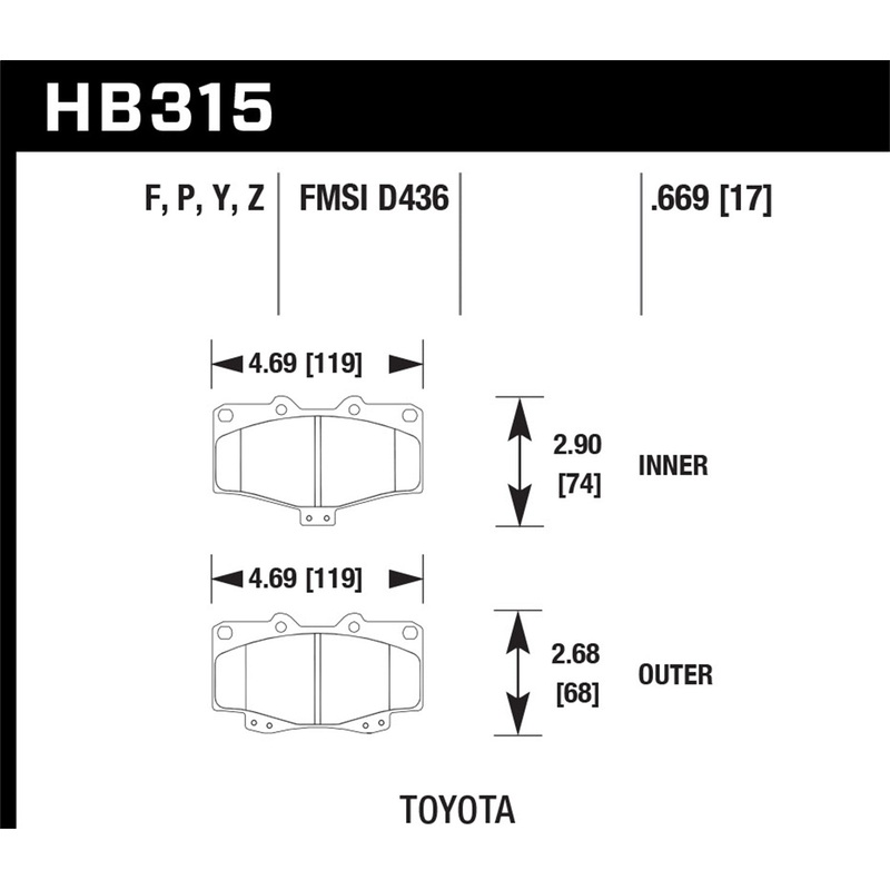 Hawk Performance HB315Y.669 LTS Disc Brake Pad Fits 89-04 4Runner Pickup Tacoma