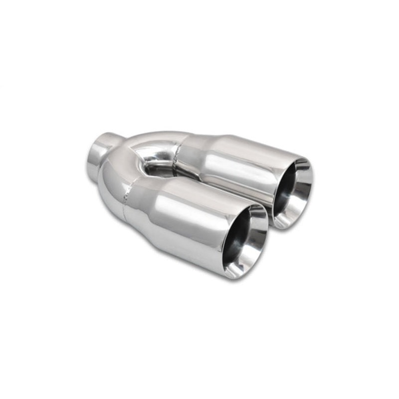 Vibrant 2.5in ID Dual 3.5in OD Round SS Tips (Double Wall, Straight Cut)