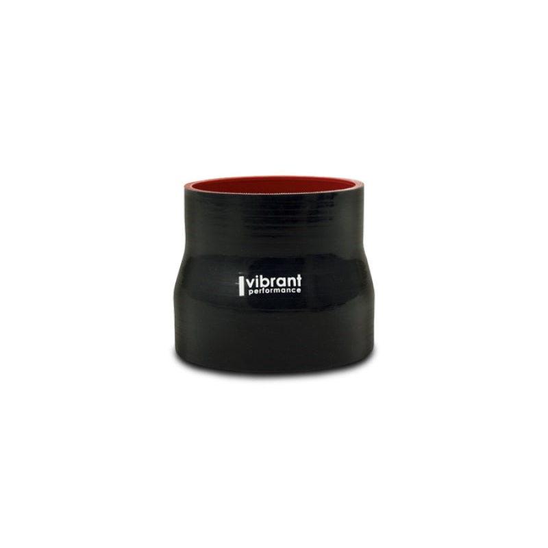Vibrant 3.5in I.D. x 4.250in I.D. x 4.5in Long 4 Ply Gloss Black Silicone Transition Hose