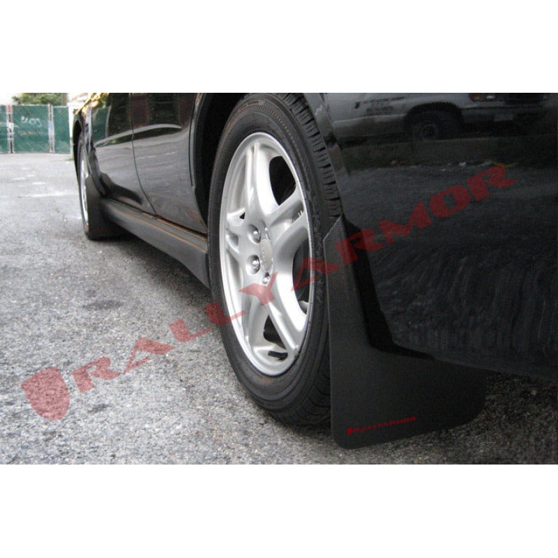 Rally Armor 02-07 Subaru WRX/STI/RS/2.5i (Wagons Req. Mod.) Basic Black Mud Flap w/Red Logo