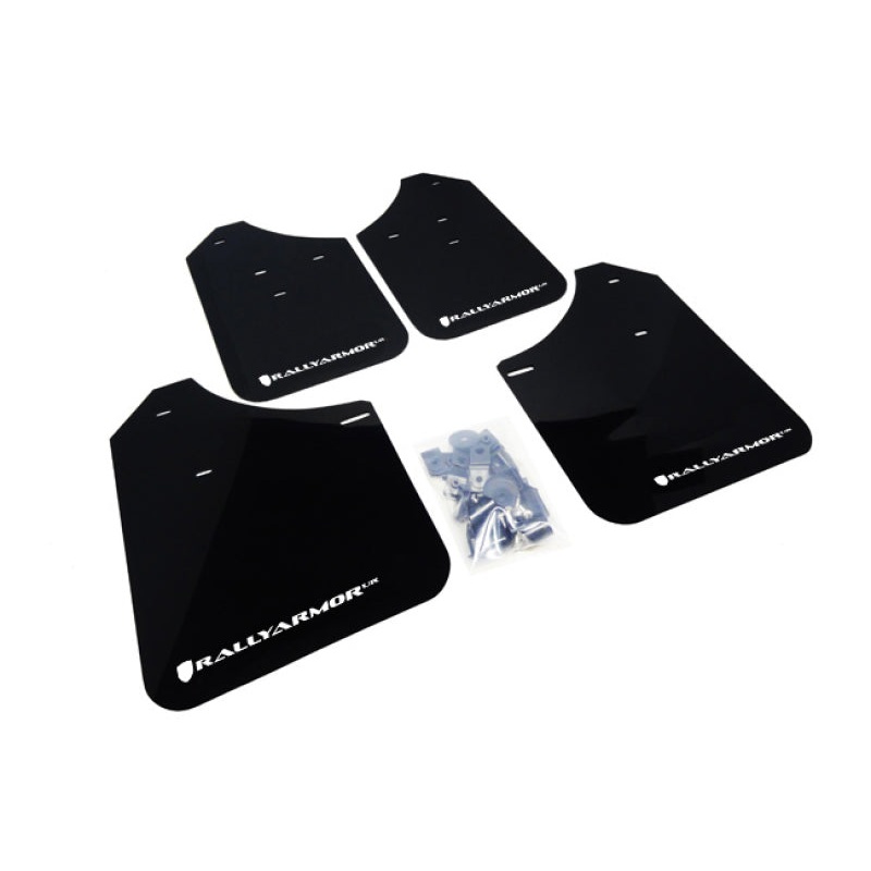 Rally Armor 02-07 Subaru WRX/STI/RS/2.5i (Wagons Req. Mod.) Black UR Mud Flap w/White Logo
