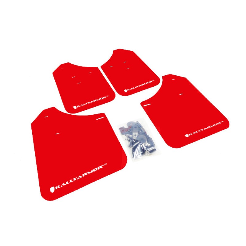 Rally Armor 02-07 Subaru WRX/STI/RS/2.5i (Wagons Req. Mod.) Red UR Mud Flap w/White Logo