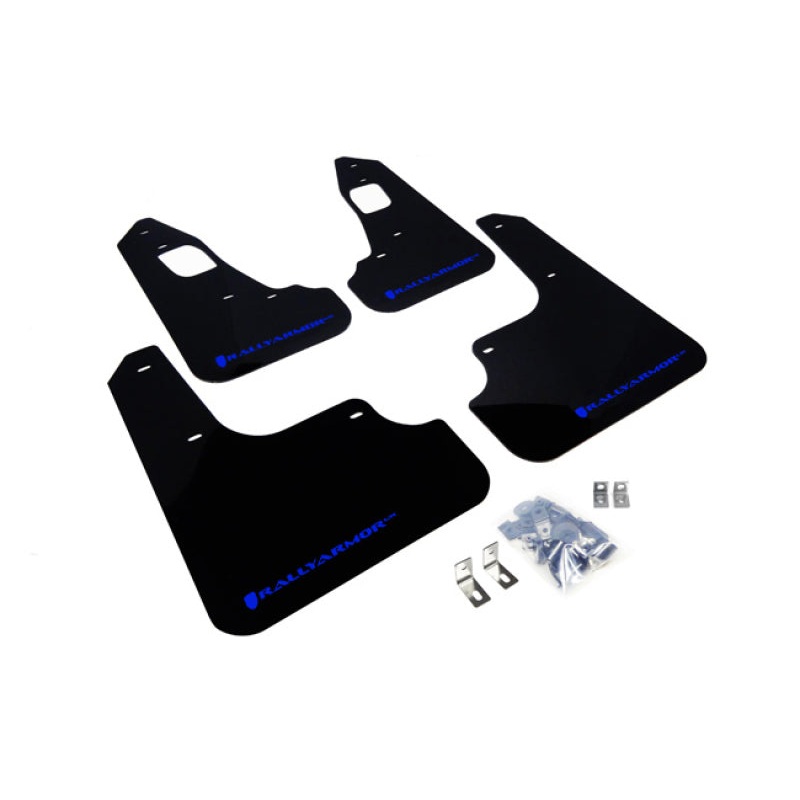 Rally Armor 08-17 Mitsubishi EVO X Black UR Mud Flap w/ Blue Logo