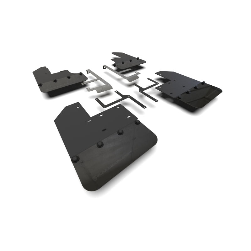 Rally Armor 19-24 Jeep JT Gladiator (Mojave/Rubicon) Black Mud Flap w/Metallic Black Logo