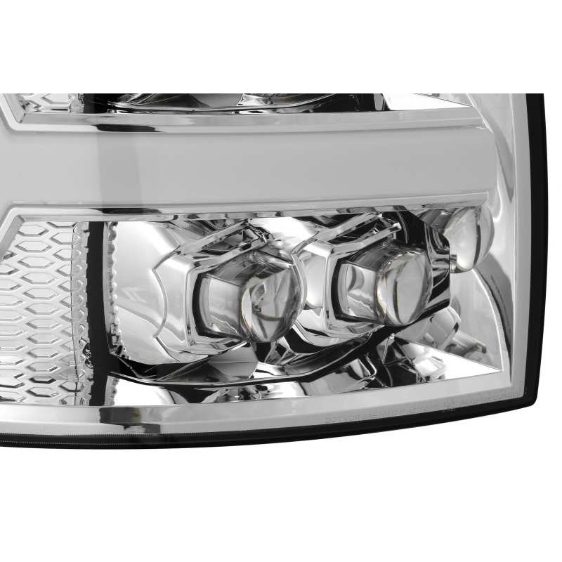AlphaRex 07-13 Chevy 1500HD NOVA LED Proj Headlights Plank Style Chrm w/Activ Light/Seq Signal