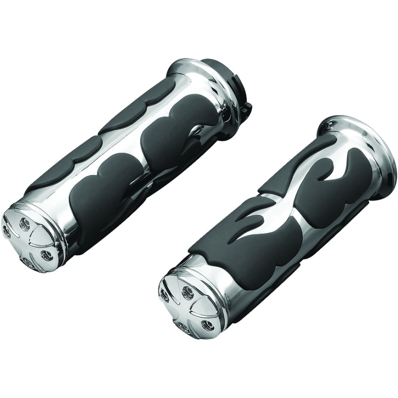 Kuryakyn ISO Flame Grips Throttle-By-Wire Chrome