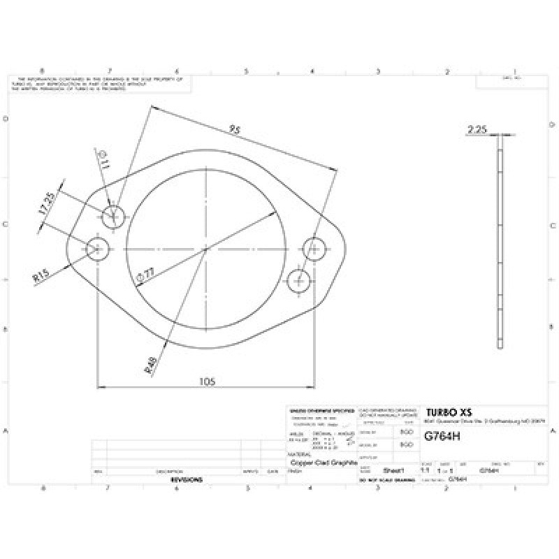 Turbo XS 4 Hole 3in Gasket 105mm Center-to-Center (Fits WS-MP-V2 / WS02-RMA / WS02-RMA-TI)