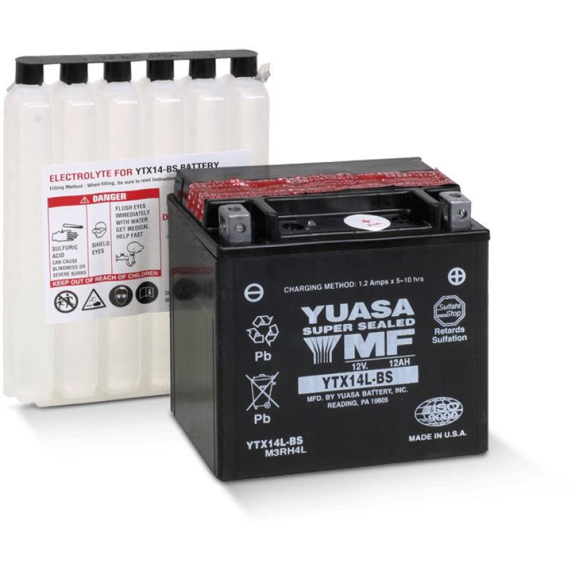 Yuasa YTX14L-BS Maintenance Free AGM 12 Volt Battery (Bottle Supplied)