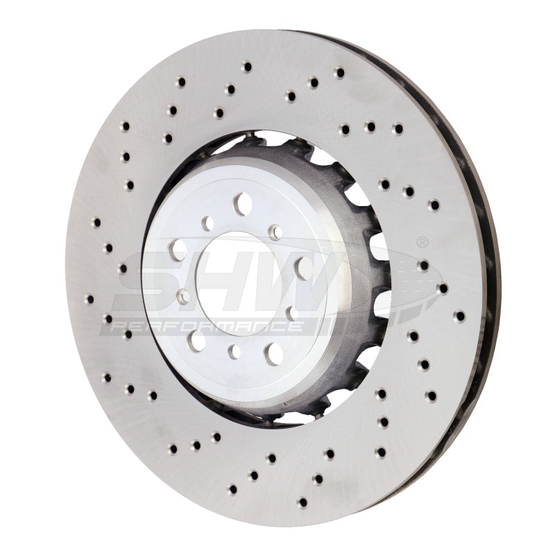 SHW 15-18 BMW M3 3.0L Left Front Cross-Drilled Lightweight Brake Rotor (34112284809)