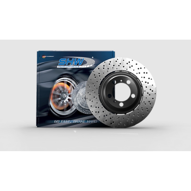 SHW 15-18 BMW M3 3.0L Left Rear Cross-Drilled Lightweight Brake Rotor (34212284811)