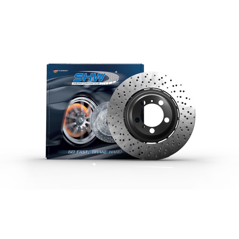 SHW 20-21 Porsche 718 Cayman GT4 4.0L Left Rear Drilled-Dimp Lightweight Brake Rotor (98135240781)