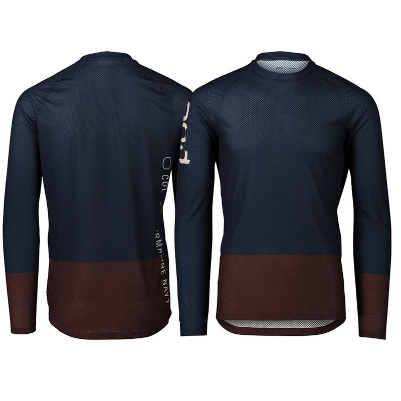 POC MTB Pure Long Sleeve Jersey - M - Turmaline Navy - Axinite Brown