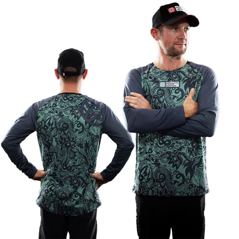 Rubber Side Down His Sidewinder Long Sleeve Jersey - 2XL - Eucalyptus