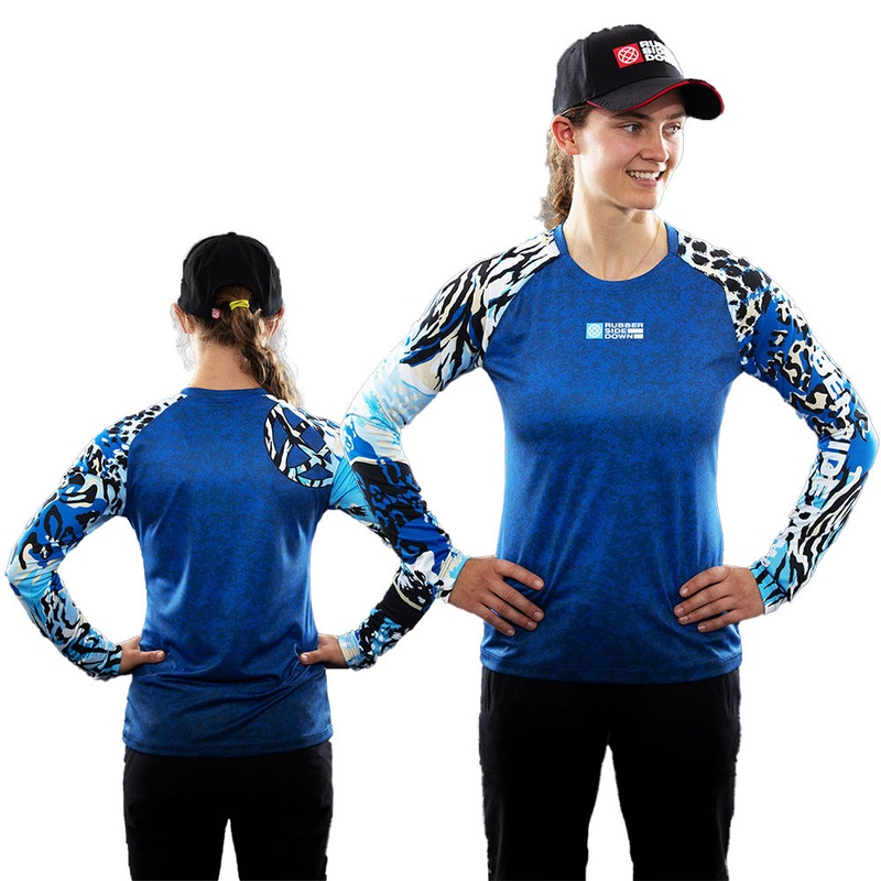 Rubber Side Down Women's Jungle Long Sleeve Jersey - Women's L - Blue